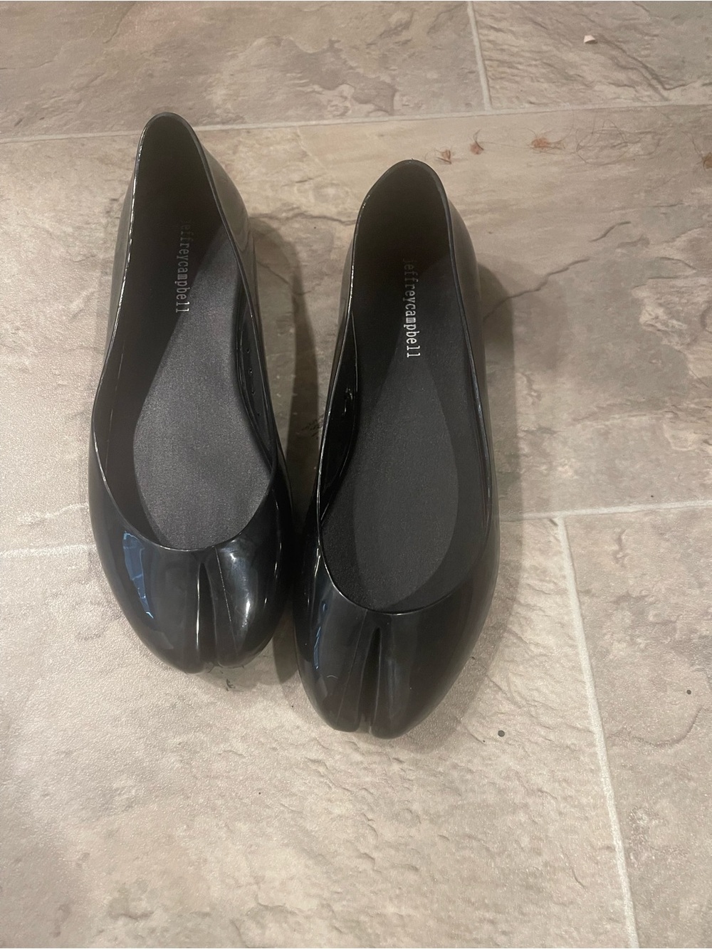 Jeffrey Campbell Black Tabi-Style Glossy Ballet Flats
